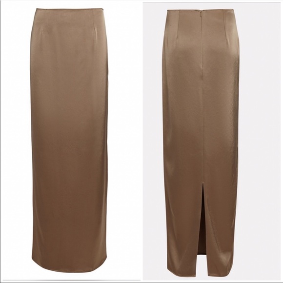 Georgia Alice INTERMIX Maxi Satin Tube Skirt in Beige Size 2